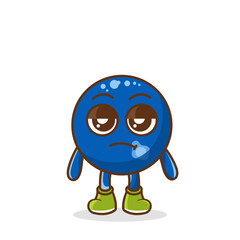 annoyed expression of the cute blueberry fruit cartoon character