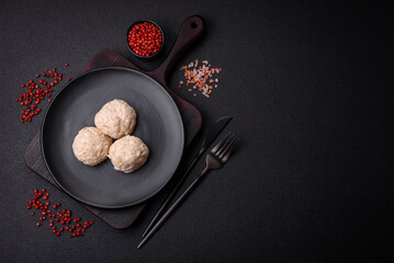 Delicious healthy steamed chicken cutlets or minced meatballs