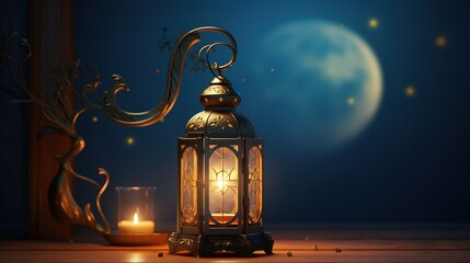 Fototapeta na wymiar Ramadan Kareem Greeting Background Islamic 3d illustration design, generative ai