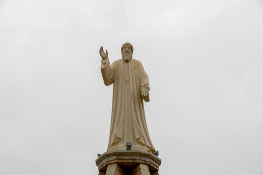 Saint Charbel statue in Bekaa Kafra, his native village in Lebanon