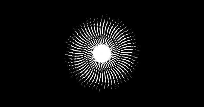 Black and white dotted spiral circles. Seamless looping animation