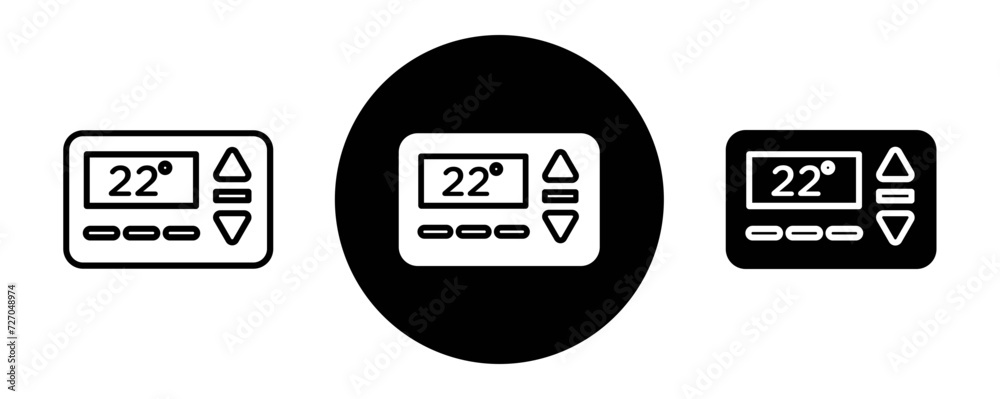 Wall mural thermostat outline icon collection or set. thermostat thin vector line art