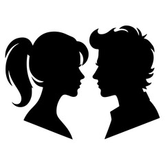 minimal Angry husband and wife couple quarreling, black color vector silhouette