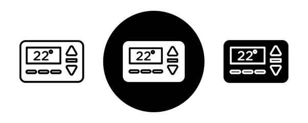Thermostat outline icon collection or set. Thermostat Thin vector line art © Petsscouts