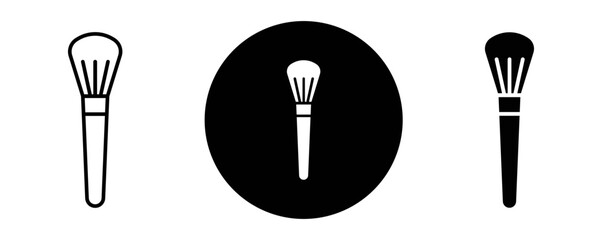 Obraz premium Inclined makeup brush outline icon collection or set. Inclined makeup brush Thin vector line art