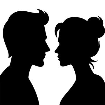 minimal Angry husband and wife couple quarreling, black color vector silhouette
