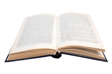 Open book isolated on white background. Copy space for text.
