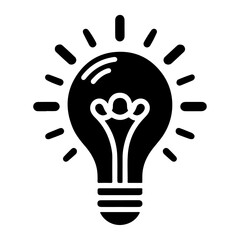 Fototapeta premium minimal Bulb logo logo icon, flat symbol, black color silhouette, white background