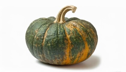 Whole ripe gourd pumpkin isolated on white background. Healthy food photography concept.