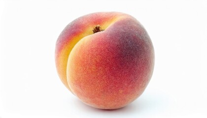 Ripe juicy peach isolated on white background. Healthy food photography concept.