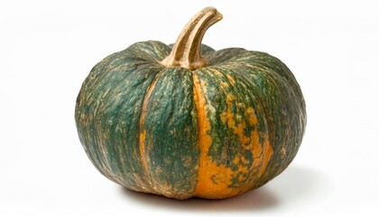 Whole ripe gourd pumpkin isolated on white background. Healthy food photography concept.