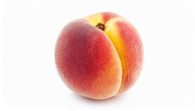 Ripe juicy peach isolated on white background. Healthy food photography concept.