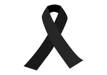 Icono de lazo negro de luto en fondo blanco.