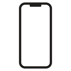 Icons for mobile devices. Smartphone with white blank screen and front camera isolated on white background. EPS vector illustration of Mobile phone with blank screen.