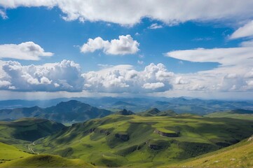 Obraz premium Beautiful view of landscape against blue cloudy sky