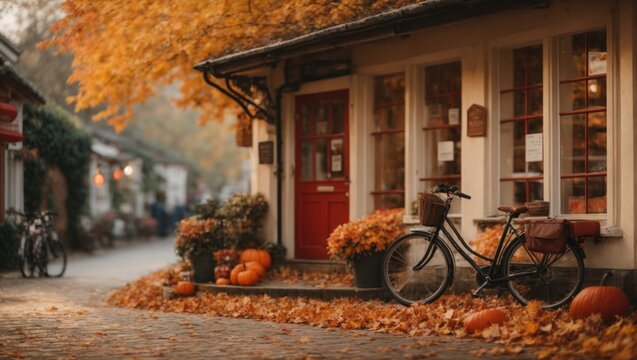 the bike is standing at the store