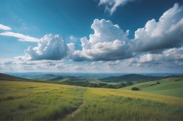 Obraz premium Beautiful view of landscape against blue cloudy sky