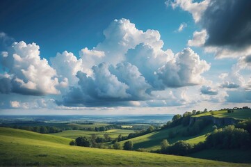 Fototapeta premium Beautiful view of landscape against blue cloudy sky