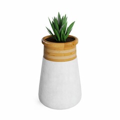 3D rendering of a potted plant on a white background