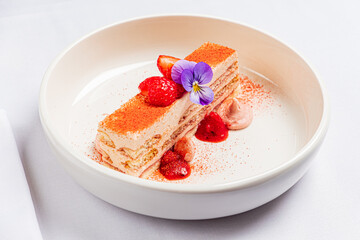 pastry with strawberries and cream