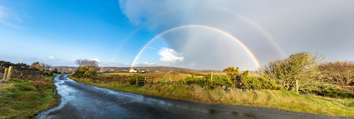 Double rainbow at Bonny Glen by Portnoo in County Donegal - Ireland