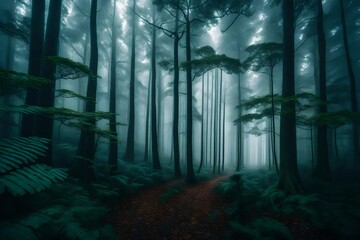 Obraz premium misty morning in the woods
