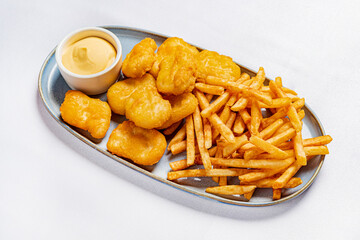 french fries with chicken nuggets