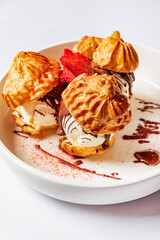 choux pastry with ice cream