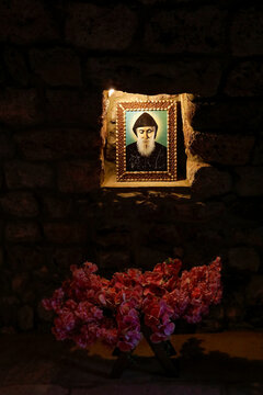 Saint Charbel painting in Mar Licha (Lichaa) monastery in the Qadisha (Kadisha) Holy Valley in Nortern Lebanon