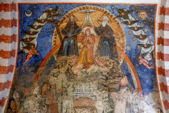 Fresco in Deir Qannoubine monastery church in the Qadisha (Kadisha) Holy Valley in Nortern Lebanon.
