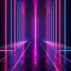 a futuristic neon background with glowing ascending lines, creating a visually stunning and dynamic composition