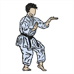 illustration vector karate technique pose logo icon full color