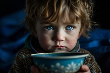 Hunger, poor, poverty. Social inequality, homeless kid begging for help, human rights, donate and charity for underprivileged children in third world. - obrazy, fototapety, plakaty