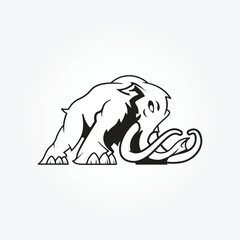 mammoth elephant logo vector icon illustration. mammoth ancient animal line logo mascot design.