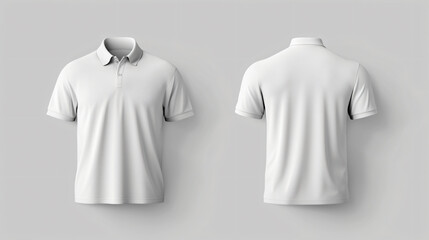 Front and back white polo shirt mockup, perfect for showcasing your designs. This blank canvas allows you to easily customize the shirt to fit your brand's aesthetic. Ideal for fashion desig