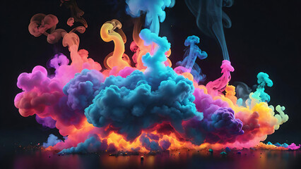Dancing of colored smoke  
