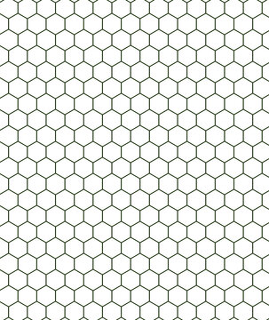 Black hollow hexagons on a white background