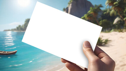 A blank post card held in hand