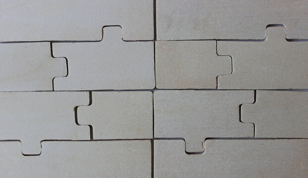 Pattern of assembled wooden puzzles detailed stock photo
