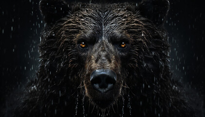 Recreation portrait frontal of a wet bear