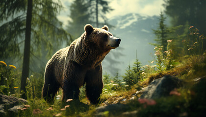 Recreation of a bear in the forest
