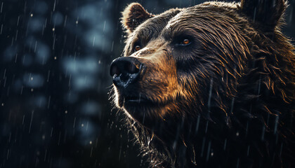 Recreation of a bear under the rain