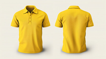 A fashionable and versatile yellow polo shirt mockup that showcases both the front and back design. This blank template allows you to unleash your creativity and experiment with different pr - obrazy, fototapety, plakaty