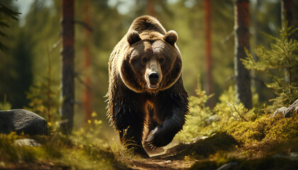 Recreation of a bear walking in a forest