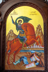 Fototapeta premium Saint Paul melkite (Greek catholic) cathedral, Harissa, Lebanon. Saint Dimitri icon.