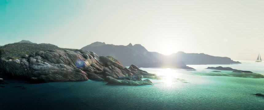 view of the sea and mountains