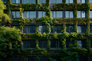 Begr&uuml;nte Fassade eines Hauses mit Pflanzen