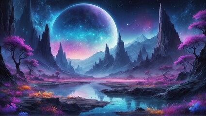 Alien Planet Landscape, Generative AI