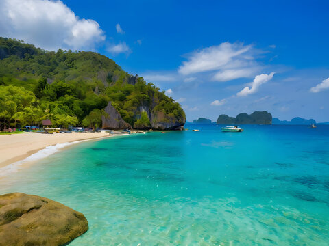 Phuket is Thailand's largest and most dazzling island, a paradise for beach lovers. AI Generated