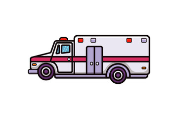 Ambulance car vector illustration. Car transportation object icon concept. Emergency medical service vehicle. Ambulance emergency car or automobile moving fast vector design.

